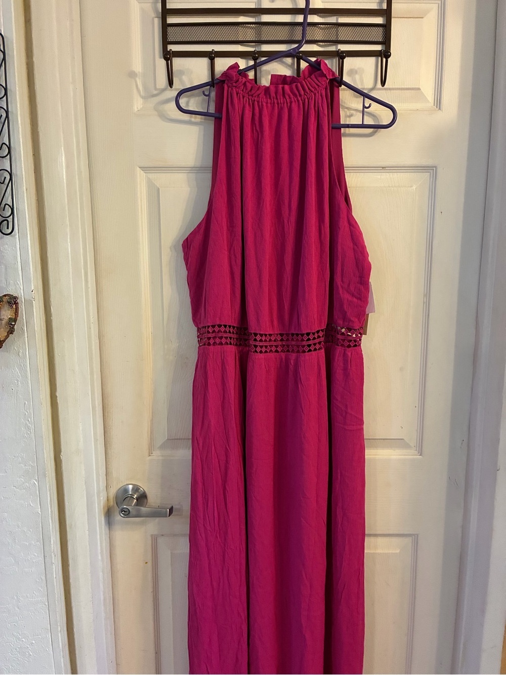 Just Fab Woman’s Maxi Magenta Dress with Waist Lace Detail, Size: 3X, NWT